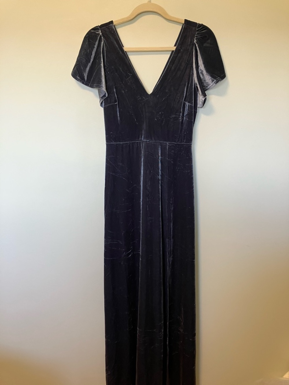 NWT Birdy Grey Hannah Velvet V-Neck Maxi Dress in Storm Blue